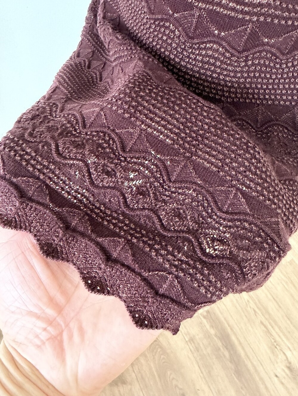 Self Portrait Brown Pointelle Knit Top With Matching Mini Skirt Set - Picture 16 of 16